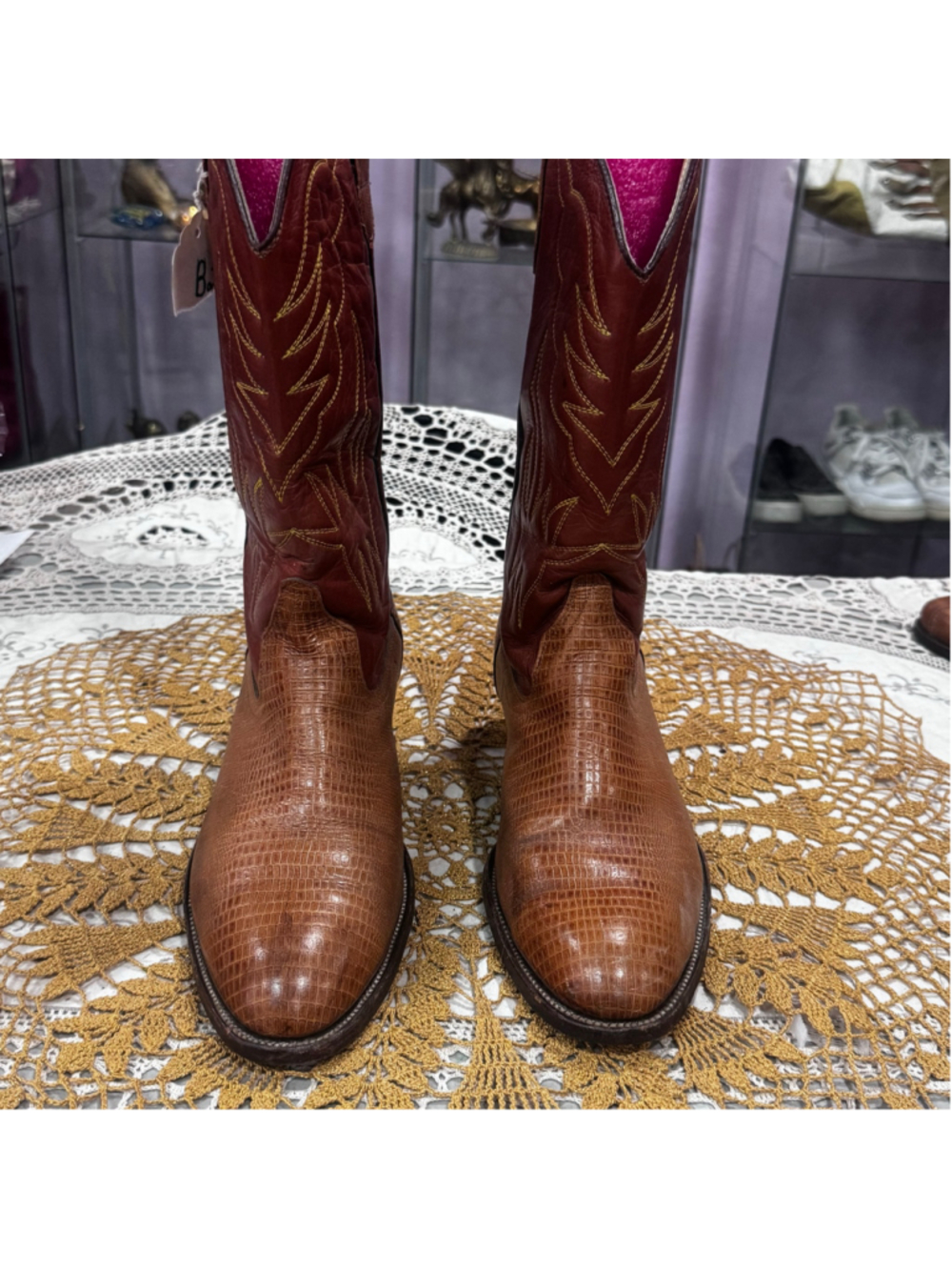 Vintage Cimirron Cowboy Western Men's Boots 9.5 Brown Red